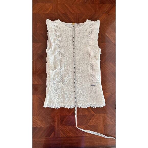 Guess White Lace Ruffle Trim Sleeveless Top Size Girls 16 - Picture 8 of 15